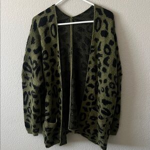 Leopard Print Open Front Cardigan Sweater